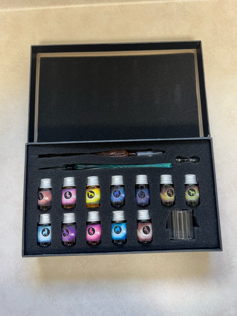 New Crystal Glass Dip Pen Ink Set for Art / Writing / Calligraphy / 12 Colors